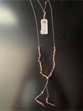 NWT Gorjana Rose Gold Beaded Lariat Necklace